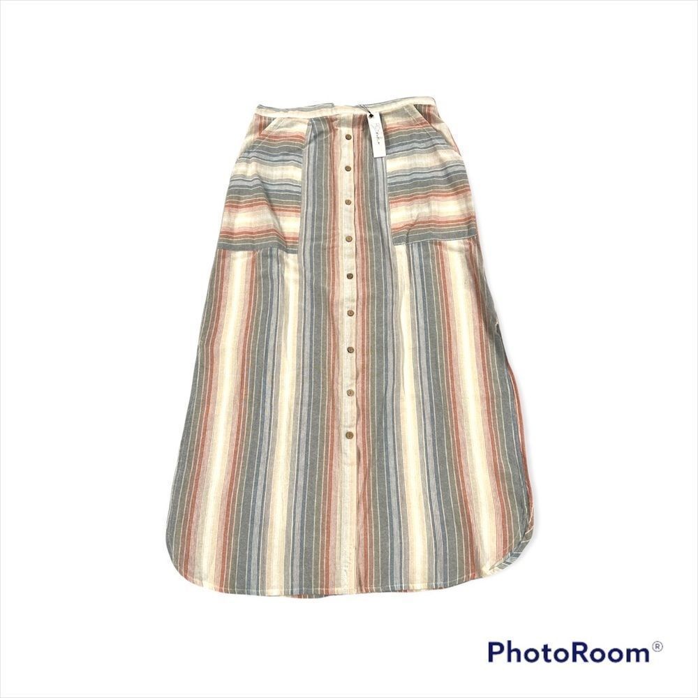 RD & KoKo Womens Button Down High Waisted Maxi Side Slip Skirt Size Large NWT